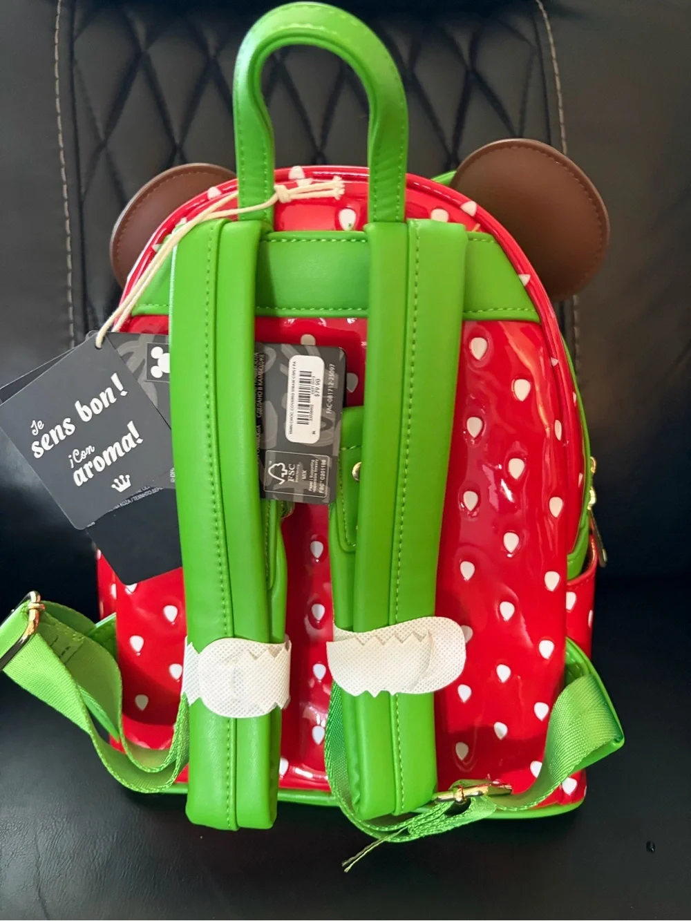 Loungefly Minnie Mouse Chocolate Dipped Strawberry Ears Scented Mini Backpack